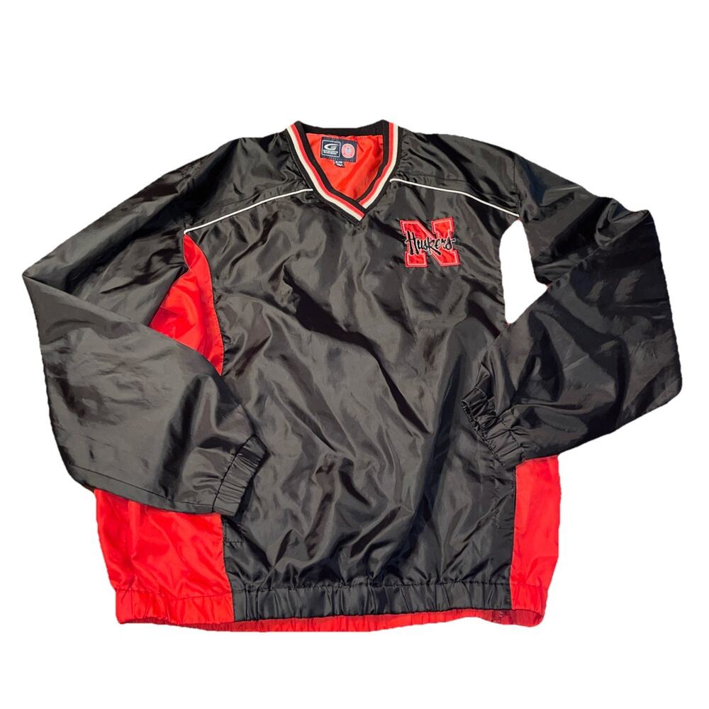 University Of Nebraska Cornhuskers Vintage Windbreaker Size XL Embroidered Logo